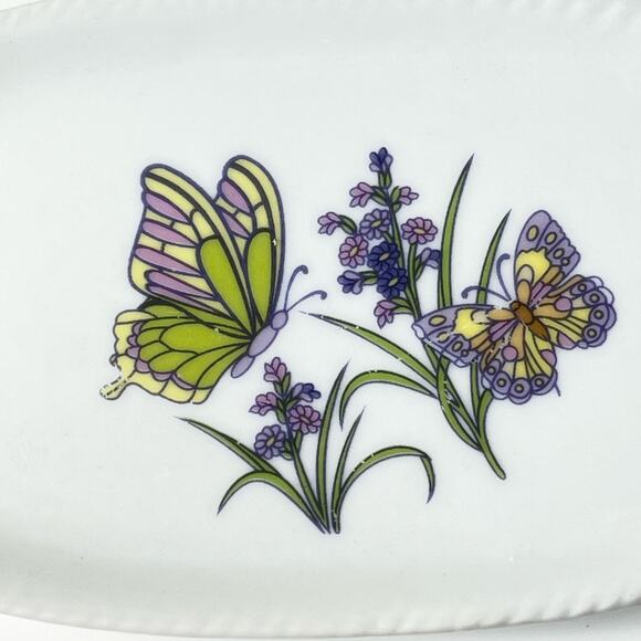 Royal Norfolk SOAP DISH 5.5" Trinket Ring Jewelry Dresser Tray Purple Butterfly - Picture 2 of 5
